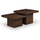  Meridian Spencer Brown Solid Wood And Oak Veneer 2 pc Coffee Table IMAGE 1