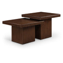  Meridian Spencer Brown Solid Wood And Oak Veneer 2 pc Coffee Table IMAGE 1