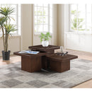  Meridian Spencer Brown Solid Wood And Oak Veneer 3 pc Coffee Table IMAGE 2