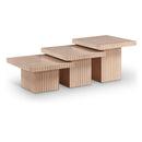  Meridian Spencer Natural Solid Wood And Oak Veneer 3 pc Coffee Table IMAGE 1