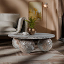  Meridian Spherical Brown Marble Coffee Table IMAGE 2