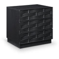  Color_Black -- Meridian Weave 3 Drawer Nightstand IMAGE 1