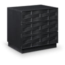  Color_Black -- Meridian Weave 3 Drawer Nightstand IMAGE 1