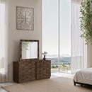  Meridian Weave Brown Oak Veneer Mirror IMAGE 2