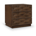  Color_Brown -- Weave Brown Oak Veneer Nightstand IMAGE 1