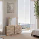  Meridian Weave Natural Oak Veneer Mirror IMAGE 2