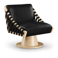 Meridian Millwin Black Vegan Leather Swivel Accent Chair IMAGE 1