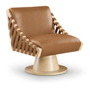  Manufacturer Color_Cognac -- Millwin Cognac Vegan Leather Upholstered Swivel Accent Chair IMAGE 1