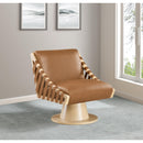  Manufacturer Color_Cognac -- Millwin Cognac Vegan Leather Upholstered Swivel Accent Chair IMAGE 2