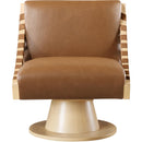  Manufacturer Color_Cognac -- Millwin Cognac Vegan Leather Upholstered Swivel Accent Chair IMAGE 3