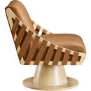  Manufacturer Color_Cognac -- Millwin Cognac Vegan Leather Upholstered Swivel Accent Chair IMAGE 4