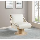  Manufacturer Color_Cream -- Millwin Cream Vegan Leather Upholstered Swivel Accent Chair IMAGE 2