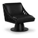 Meridian Millwin Black Vegan Leather Swivel Accent Chair IMAGE 1