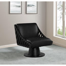  Manufacturer Color_Black -- Meridian Millwin Swivel Leather Look Accent Chair IMAGE 2