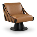  Manufacturer Color_Cognac -- Millwin Cognac Vegan Leather Upholstered Swivel Accent Chair IMAGE 1