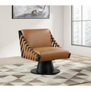 Meridian Millwin Cognac Vegan Leather Swivel Accent Chair IMAGE 2