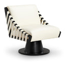  Manufacturer Color_Cream -- Millwin Cream Vegan Leather Upholstered Swivel Accent Chair IMAGE 1