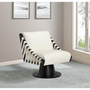 Manufacturer Color_Cream -- Millwin Cream Vegan Leather Upholstered Swivel Accent Chair IMAGE 2