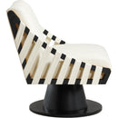  Manufacturer Color_Cream -- Millwin Cream Vegan Leather Upholstered Swivel Accent Chair IMAGE 4