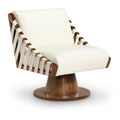Meridian Millwin Cream Vegan Leather Swivel Accent Chair IMAGE 1