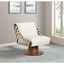  Manufacturer Color_Cream -- Meridian Millwin Swivel Leather Look Accent Chair IMAGE 2