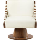 Manufacturer Color_Cream -- Meridian Millwin Swivel Leather Look Accent Chair IMAGE 3