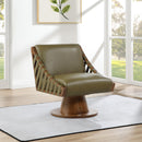 Meridian Millwin Olive Vegan Leather Swivel Accent Chair IMAGE 2