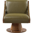  Manufacturer Color_Olive -- Millwin Olive Vegan Leather Upholstered Swivel Accent Chair IMAGE 3