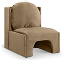 Meridian Sigma Beige Velvet Accent Chair IMAGE 1