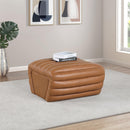  Manufacturer Color_Cognac -- Vega Cognac Vegan Leather Upholstered Ottoman IMAGE 2