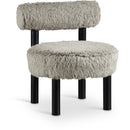  Meridian Ambre Taupe Vegan Shearling Fabric Upholstered Accent Chair IMAGE 1