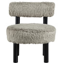  Meridian Ambre Taupe Vegan Shearling Fabric Upholstered Accent Chair IMAGE 3