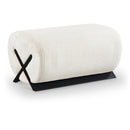 Manufacturer Color_Cream -- Akira Cream Fabric Upholstered Ottoman IMAGE 1
