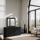  Meridian Scallop Black Oak Veneer Mirror IMAGE 2
