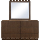 Meridian Scallop Brown Oak Veneer Mirror IMAGE 4