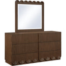  Meridian Scallop Brown Oak Veneer Mirror IMAGE 5