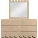  Meridian Scallop Natural Oak Veneer Mirror IMAGE 4