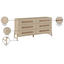  Color_Natural -- Kaya Natural Oak Veneer And Vegan Leather Handle Dresser IMAGE 11