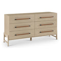  Color_Natural -- Kaya Natural Oak Veneer And Vegan Leather Handle Dresser IMAGE 1