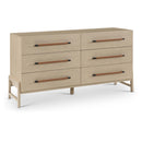  Color_Natural -- Kaya Natural Oak Veneer And Vegan Leather Handle Dresser IMAGE 1