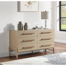  Color_Natural -- Kaya Natural Oak Veneer And Vegan Leather Handle Dresser IMAGE 2