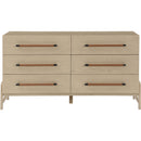 Color_Natural -- Kaya Natural Oak Veneer And Vegan Leather Handle Dresser IMAGE 3