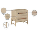  Color_Natural -- Kaya Natural Oak Veneer And Vegan Leather Handle Nightstand IMAGE 11