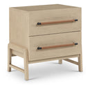  Color_Natural -- Kaya Natural Oak Veneer And Vegan Leather Handle Nightstand IMAGE 1