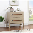  Color_Natural -- Kaya Natural Oak Veneer And Vegan Leather Handle Nightstand IMAGE 2