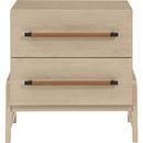 Color_Natural -- Kaya Natural Oak Veneer And Vegan Leather Handle Nightstand IMAGE 3