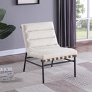  Manufacturer Color_Cream -- Meridian Burke Stationary Leather Look Accent Chair IMAGE 2