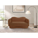  Meridian Bloom 58" Saddle Teddy Fabric Upholstered Loveseat IMAGE 2