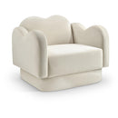  Meridian Bloom Cream Velvet Upholstered Chair IMAGE 1