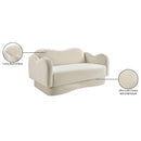  Meridian Bloom 58" Cream Velvet Upholstered Loveseat IMAGE 9
